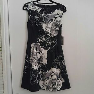 Vince Camuto black & white Floral dress